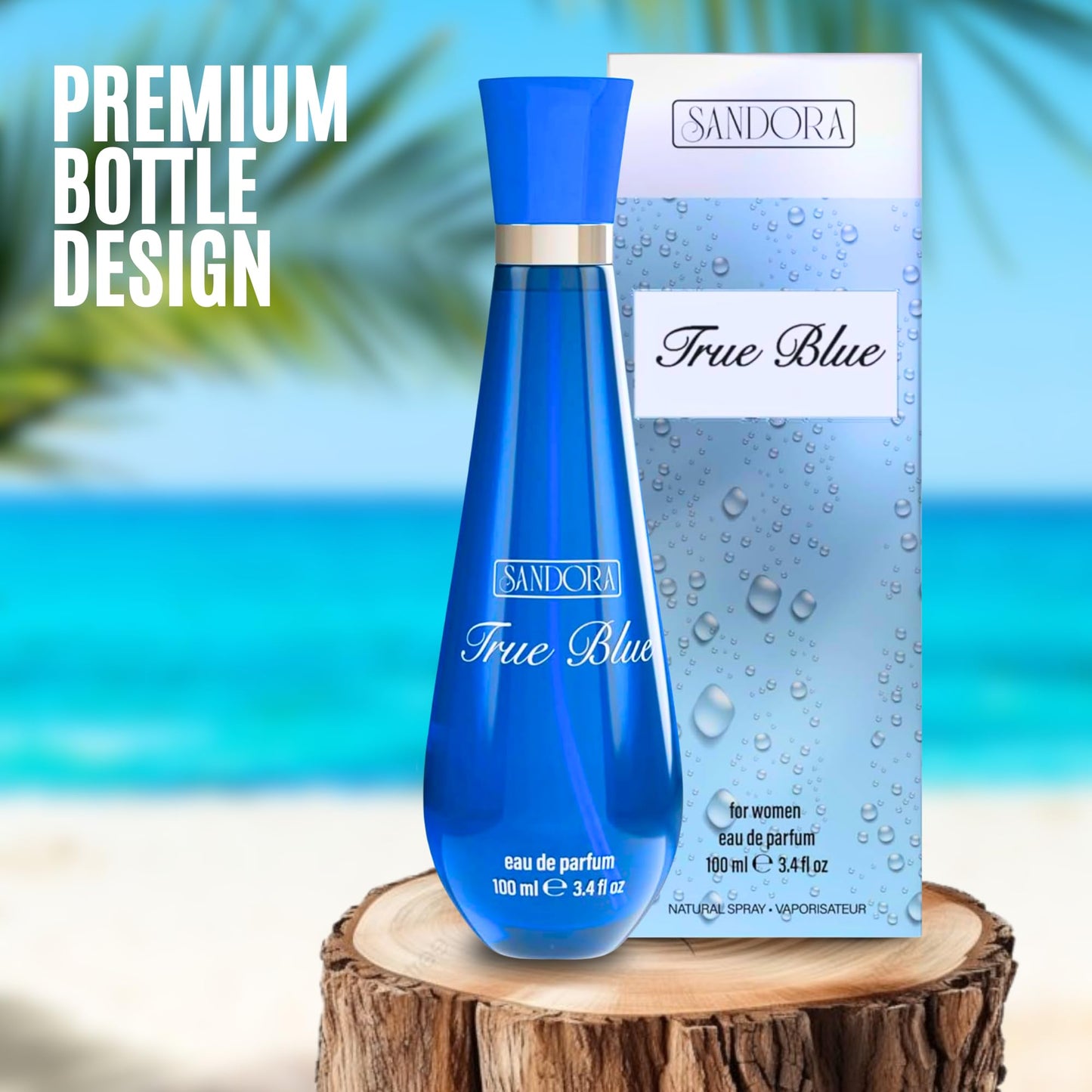 True Blue Woman Eau De Parfum Spray for Women – 100mL Affordable Long Lasting Perfume with Fresh Aquatic Fragrance & Floral Fresh Citrus Scent, Made with Premium Oils for Day & Night Use