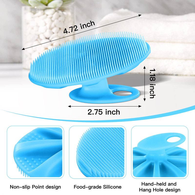 INNERNEED Food-Grade Soft Silicone Body Cleansing Brush Shower Scrubber, Gentle Exfoliating and Massage for All Kinds of Skin (Blue)