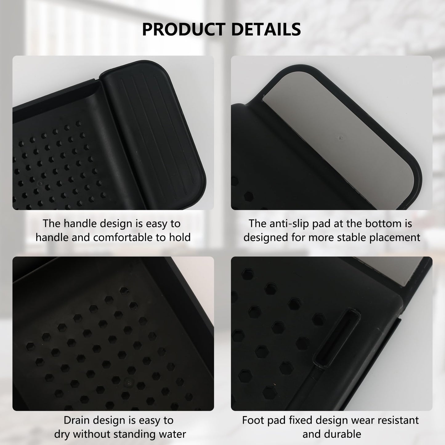 Bath Tub Tray - Stretchable, Strong Load-Bearing, Plastic, Anti-Slip Design - Ultimate Bathtub Caddy Tray(Black)