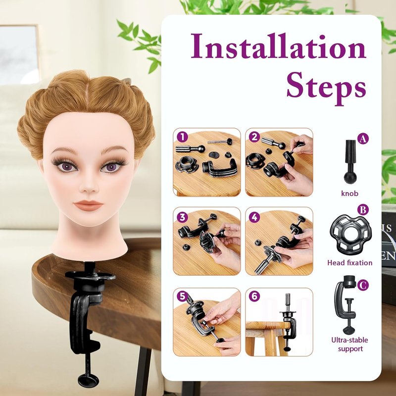 28" Mannequin Head Human Hair - 80% Real Hair Cosmetology Makeup Training Head Practice Manikin Doll Head for Styling Hairdressing Braiding Mannequin Head