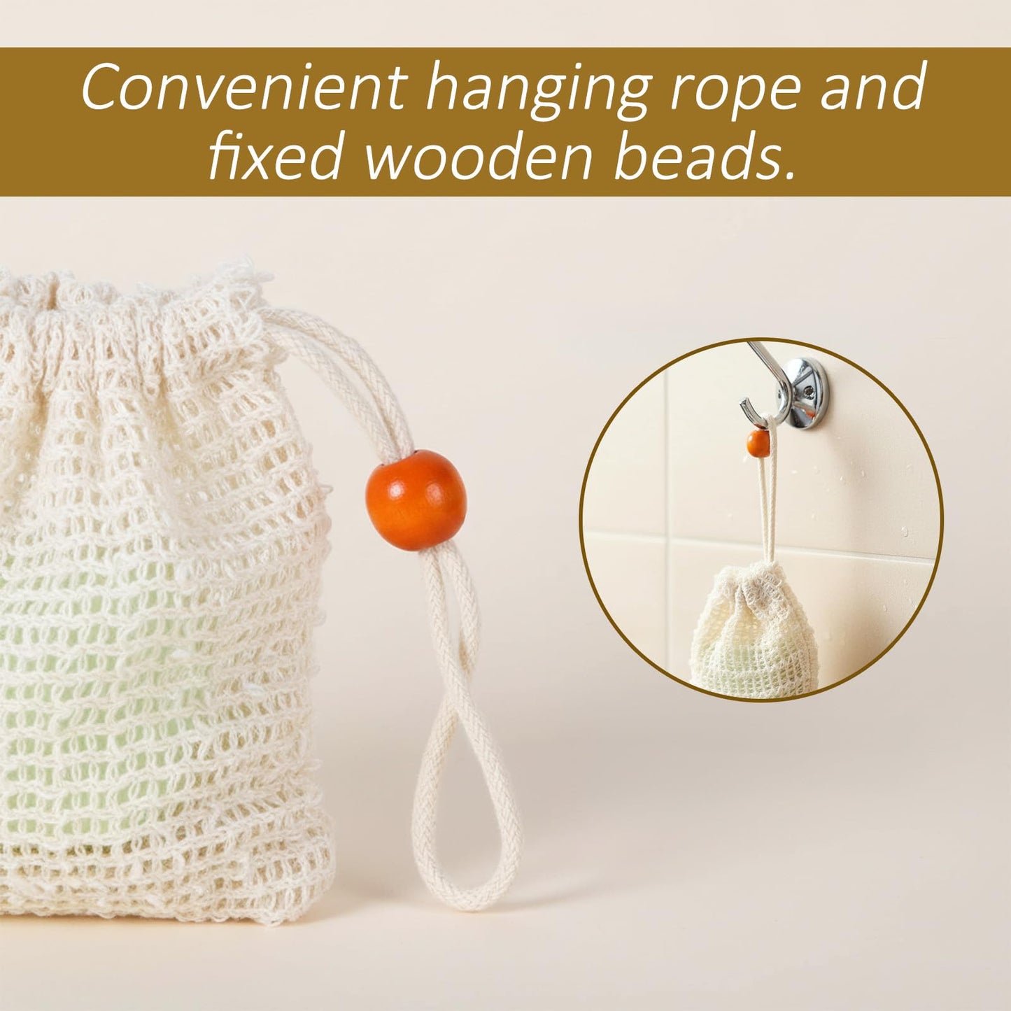 5 Pcs Soap Bar Bags Natural Sisal Bar Soap Sock Saver Net Loofah Pouch Exfoliating Foaming Mesh Quick-Drying Net for Shower