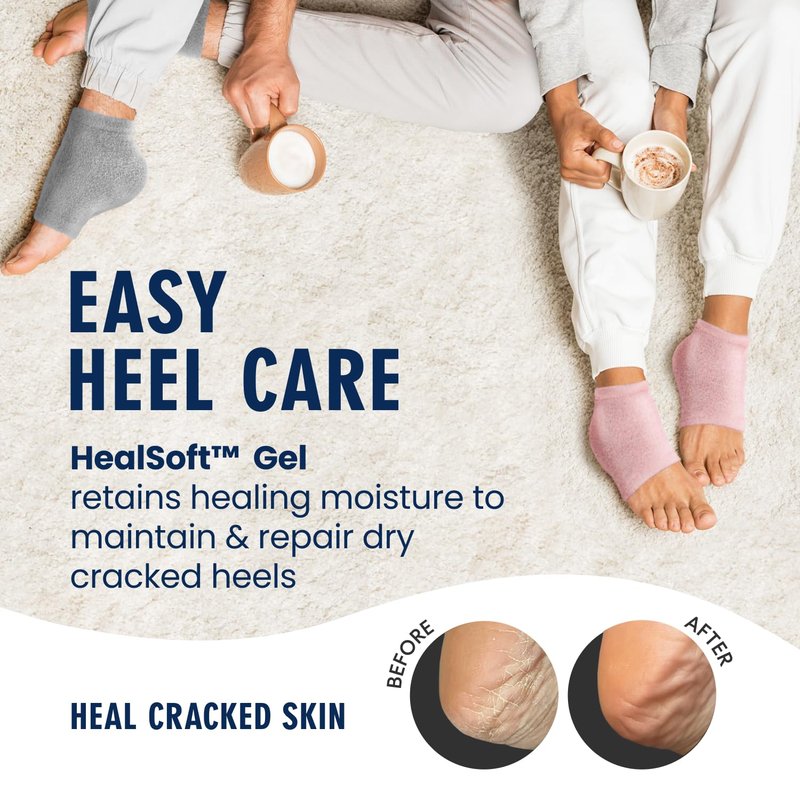 Dr. Frederick’s Original Moisturizing Fuzzy Heel Socks - Cozy Gel-Lined Socks for Dry Cracked Heels - 2 Pairs - Overnight Foot Care with Olive Oil, Vitamin E - Gifts for Women & Men - Mellow Moon