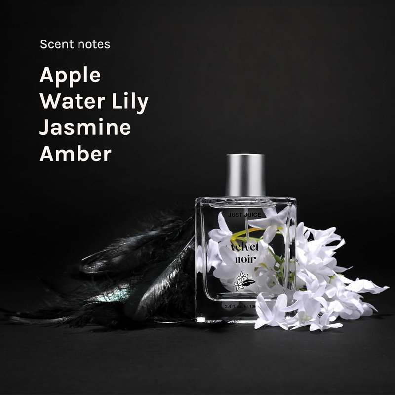 Just Juice Velvet Noir - Crisp Jasmine Perfume for Women & Men - Floral Musk Travel Size 0.33 oz