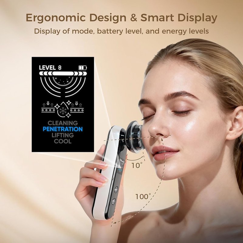 Microcurrent Facial Device with Red Light Therapy, Cooling Skin Tightening Device for Lifting & Firming, 4 Modes & 9 Levels Puffiness Skincare Tool