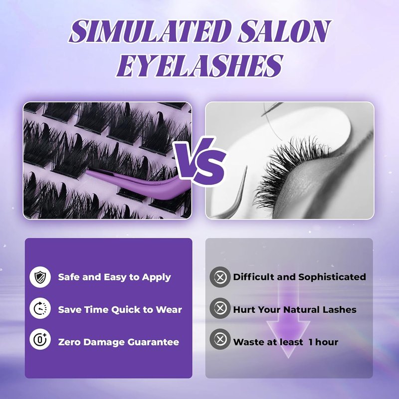 B&Q Manga Lash Clusters - Wet-Look D Curl Eyelash Extensions | 156PCS Reusable 10-18mm for Beginners