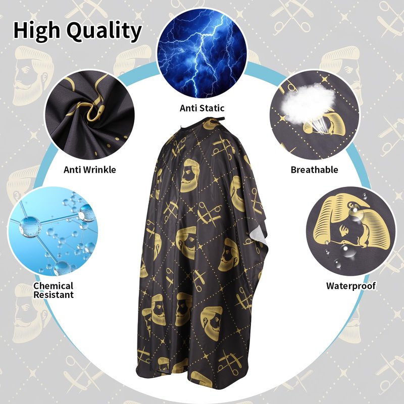 Professional Hair Cutting Cape with Neck Duster Brush, Waterproof Salon Barber Cape with Snaps, Barber Accessories (Hair Cutting Scissors and Men)