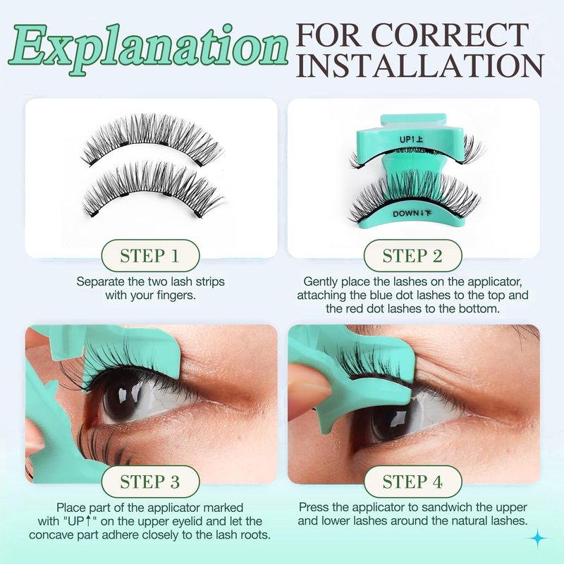 Botare Magnetic Eyelashes with Applicator Kit, Portable Reusable Magnetic Eyelashes Natural Look without Eyeliner Glue-free False Lashes Waterproof Lightweight ZP06