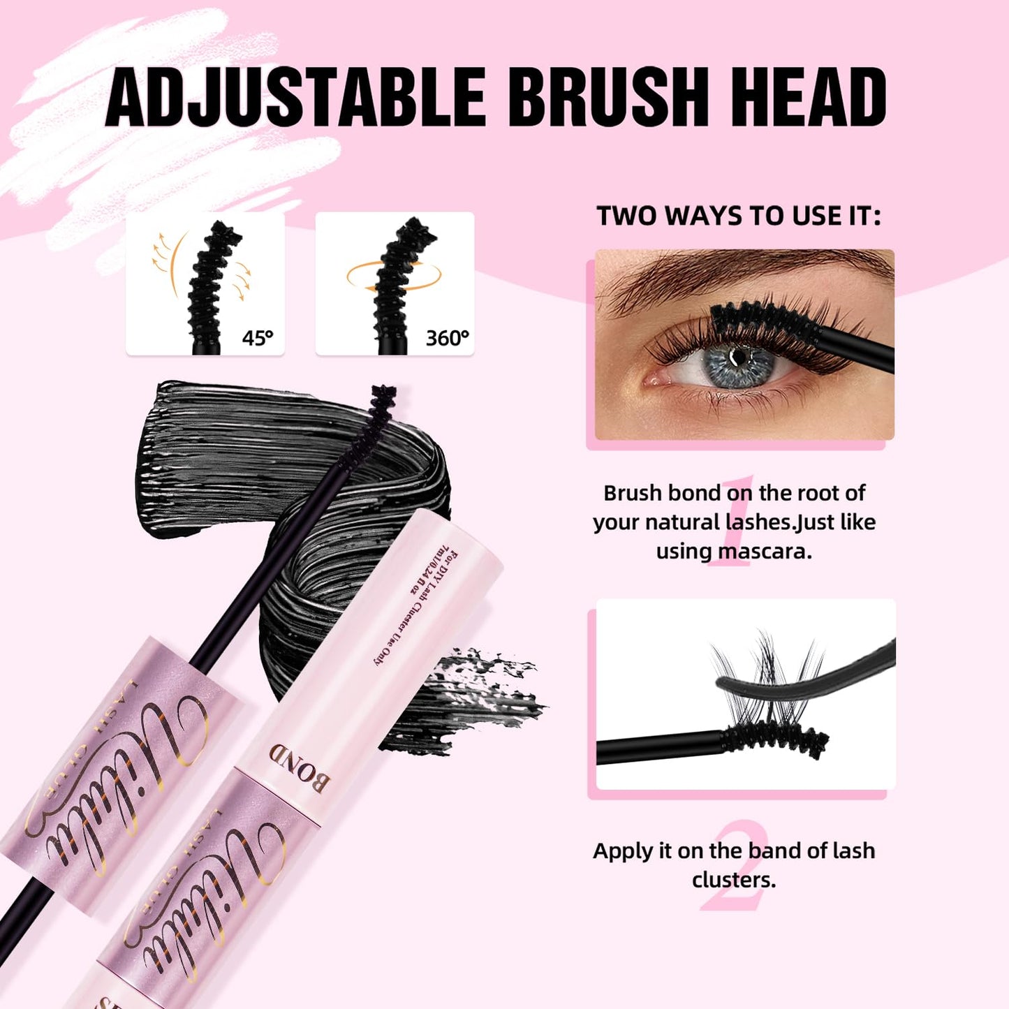 Uilulu Lash Glue - Waterproof 2-in-1 Black Adhesive for Strong Hold | DIY Eyelash Bond & Seal (14ml)
