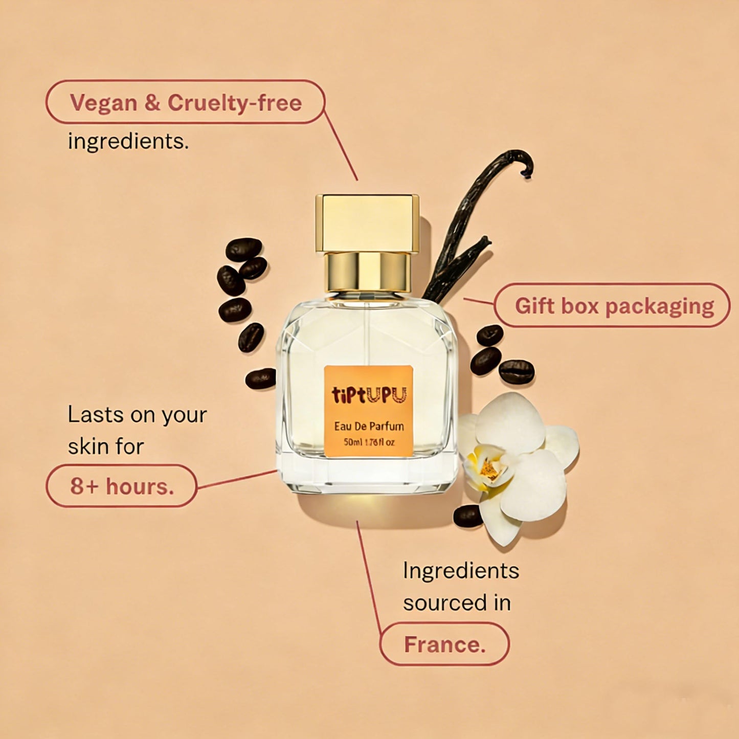 tiptupu Ambery Vanilla Eau de Parfum for Women, Inspired by Y.SL's Black O.pium, Feminine Fragrance 1.76 Fl Oz Spray 50ml