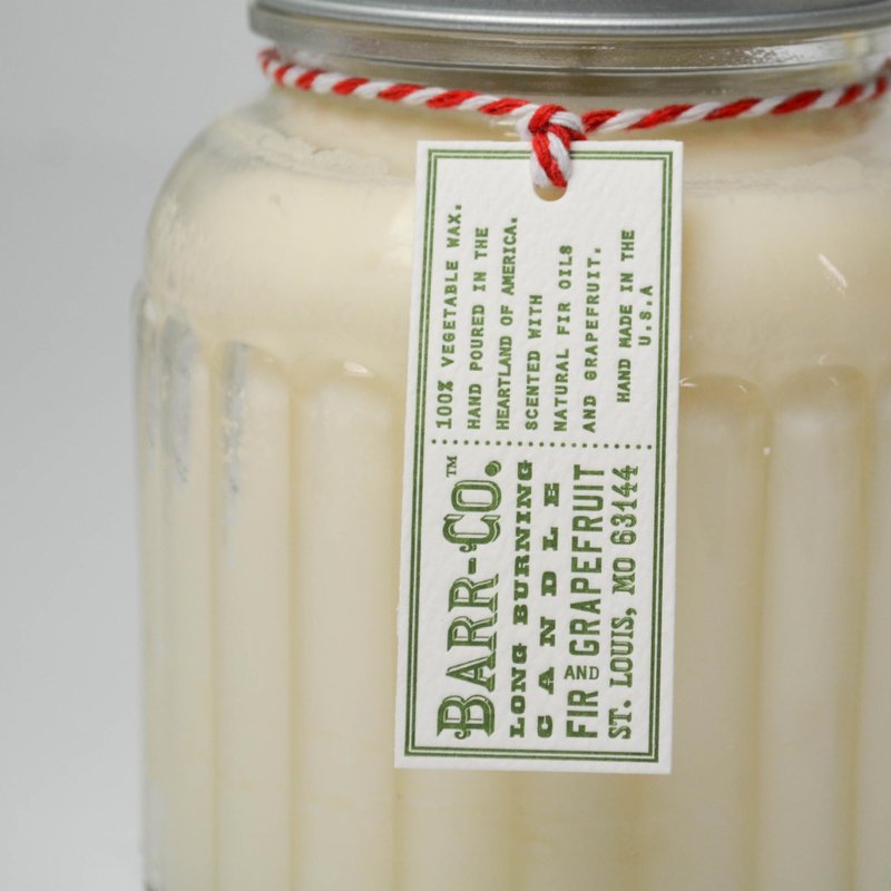 Barr-Co. Fir & Grapefruit Apothecary Jar Candle, Bright Woody Citrus, 100% Vegetable & Soy Wax Candles for Home, 120-Hour Burn Time, Clean Burning Candles, 20 oz Each (Set of 2)
