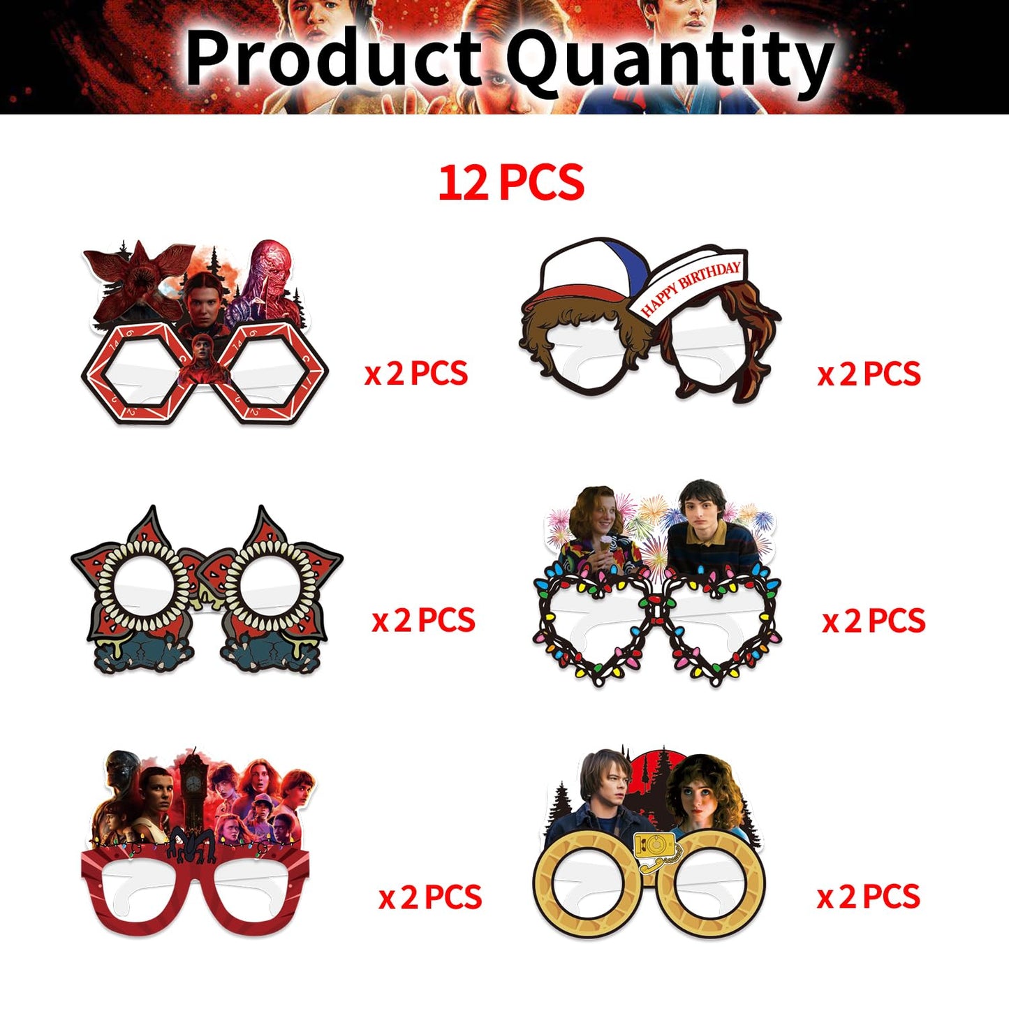 Zyxelven 12 Pcs TV Series Theme Party Decorations, Role-Playing Photography Party Glasses, Perfect for Birthday Parties, Themed Gatherings, Celebrations