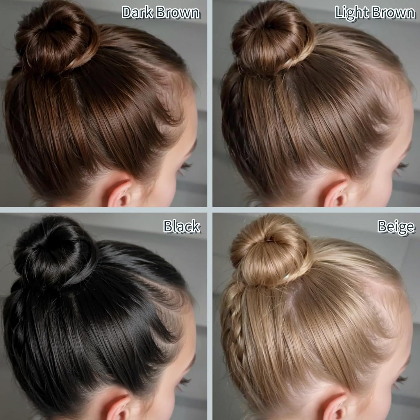 Teenitor Hair Bun Maker Set - Small Donut Style in 4 Colors with 5 Elastic Bands & 20 Hair Pins