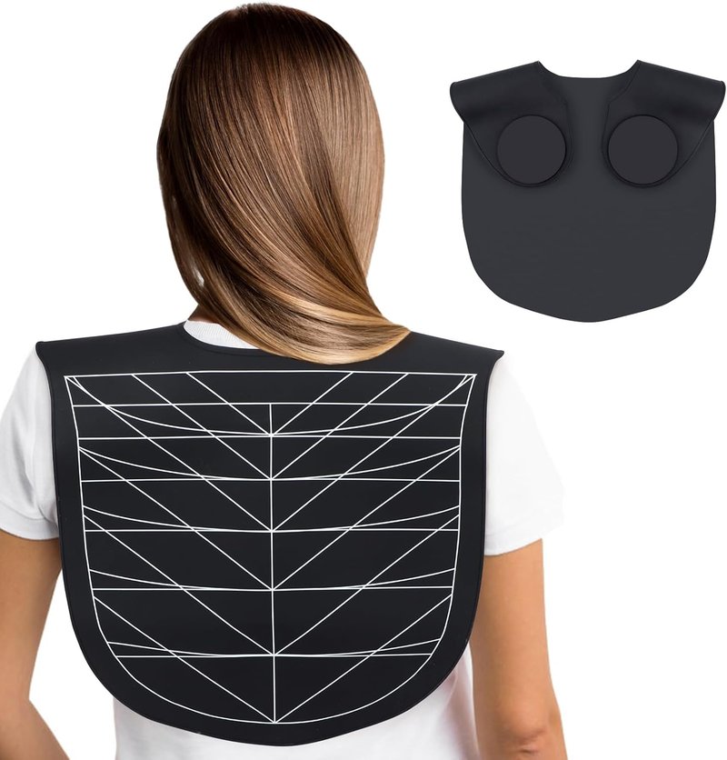 Hair Cutting Guide Mat - Waterproof Silicone Cutting Mat for Professionals | Black, Longer Design with Weighted Neck Wrap
