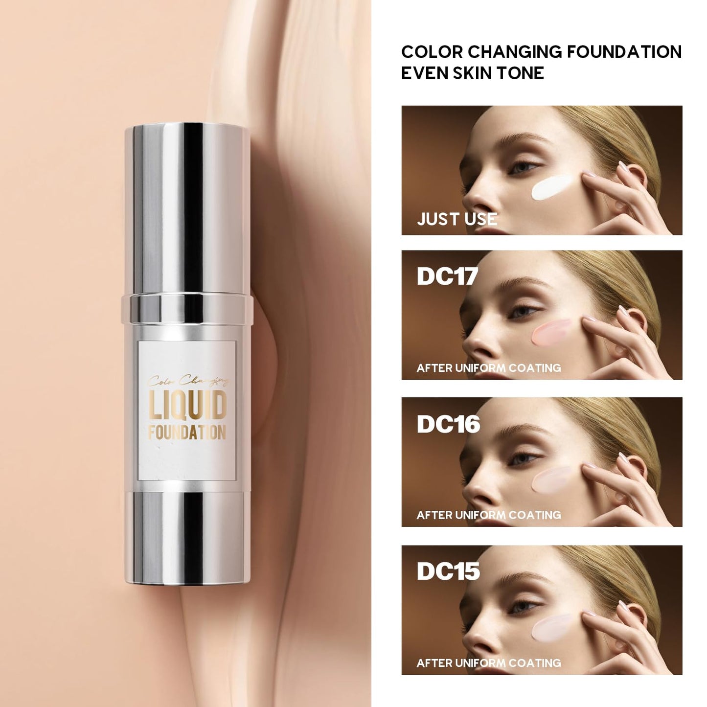 Viola House Color Changing Foundation - Lightweight Liquid Makeup for Flawless Finish | 1.0 Fl Oz (Medium Skin)