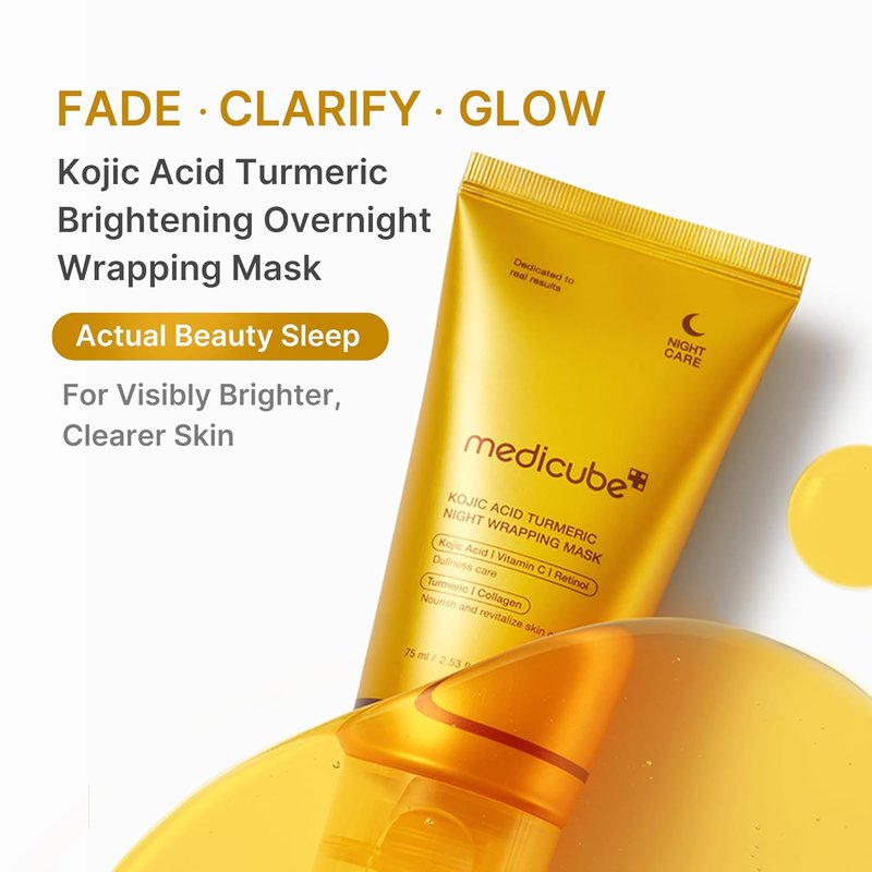 Medicube Wrapping Mask - Kojic Acid, Turmeric & Vitamin C Overnight Peel-Off Facial Mask | Brightens & Defends Against Skin Stress | 2.53 fl. oz.