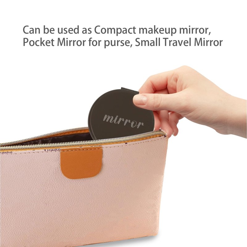 PDOZV Compact Mirror Round 2.6” Metal Double Sided 1X/2X Engraved Pocket Mirror Gifts