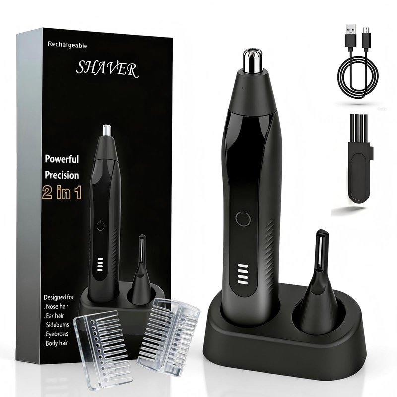 Alinsea Ear and Nose Hair Trimmer for Men, 2025 Professional Painless USB Rechargeable Eyebrow & Facial Electric Hair Trimmer for Men Women, Powerful Motor, Dual Edge Blades