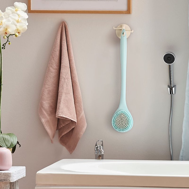 BEDELITE Back Bath Brush Long Handle for Shower of 2 - Soft Shower Brush for Men & Women,Back Brush Scrubber - 16.4" Long Skin Exfoliator for Bath Scrubber Body Brush（Blue & Ivory）