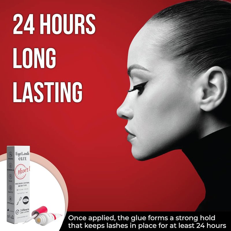 Black Eyelash Glue - Super Strong Hold, Waterproof Hypoallergenic Adhesive for Sensitive Eyes | 0.14 Fl. Oz.