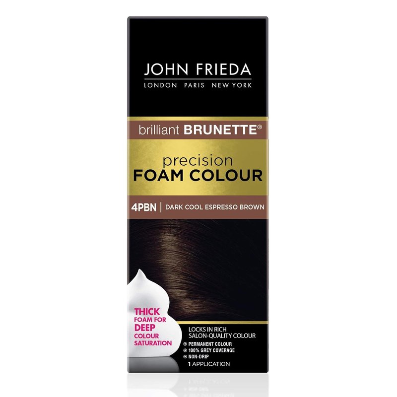 John Frieda Precision Foam Colour - Dark Cool Espresso Brown Hair Dye Kit | Full Coverage & Anti-Fade Gray Coverage
