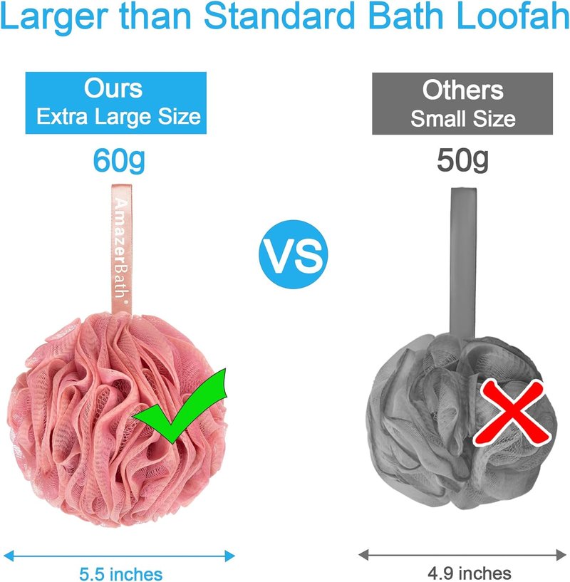 AmazerBath Loofah Sponge Set of 4 | Exfoliating Body Scrubber in Sunset Berry Colors - 60g Each