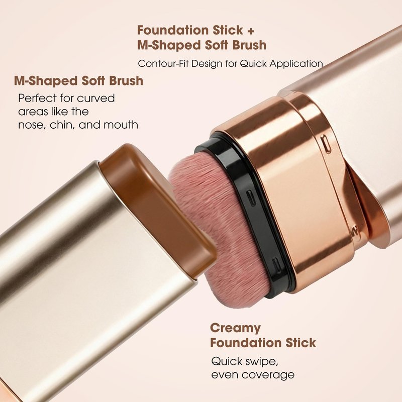 Foundation Stick, Luminous Dual-Ended Concealer Full Coverage, 2 in 1 Long-Lasting Contouring Foundation with Brush, Waterproof Korean Foundation Contour Stick Skin Friendly for Face Makeup, 01 IVORY