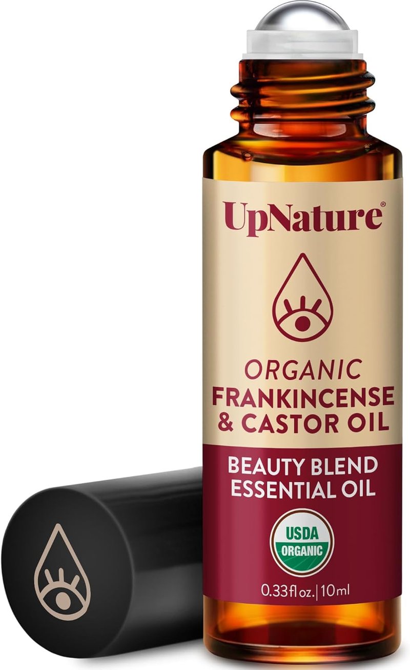 Castor Oil Eye Roller - 100% Organic Frankincense & Castor Oil for Dark Circles, Fine Lines | 10ml