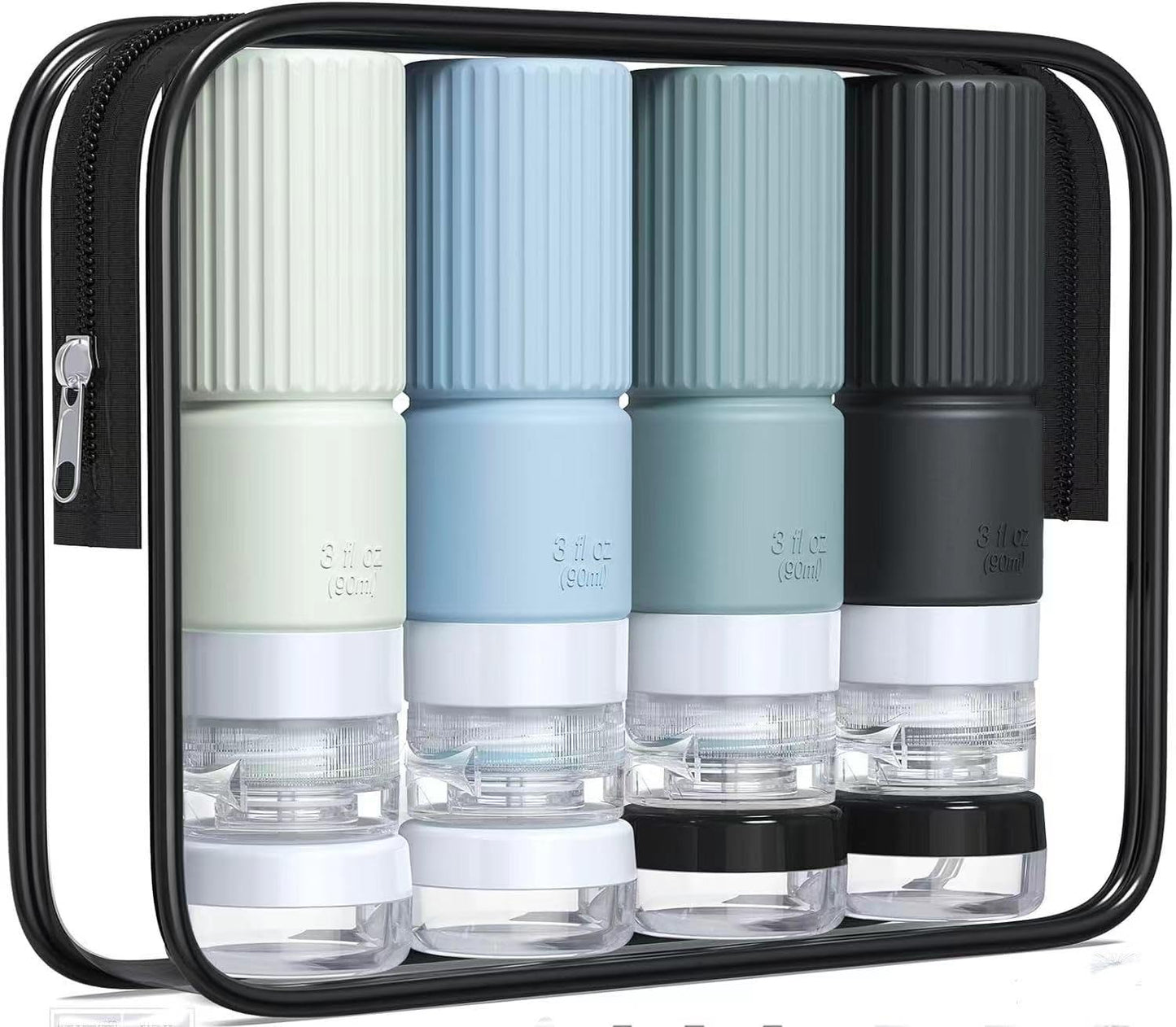 Travel Bottles for Toiletries - TSA Approved Silicone Containers | Leak-Proof 3oz Refillable Shampoo & Conditioner Set
