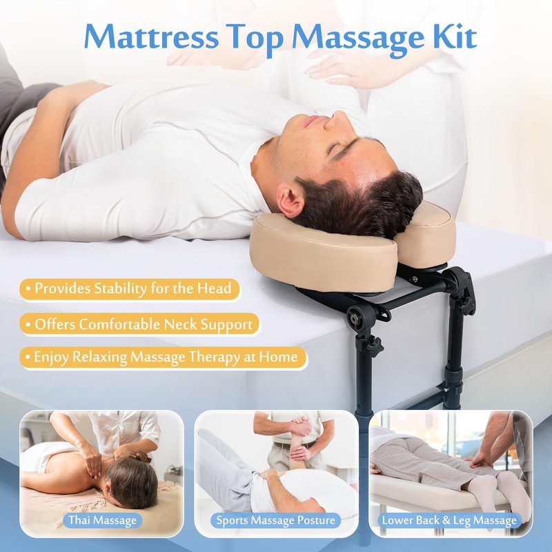 AOSSA Massage Headrest for Bed Face Cradle, Home Mattress Top Massage Kit, Face Cushion for Massage Face Down, Adjustable Salon Head Rest & Support for Mattress, Eye Surgery Recovery Equipment