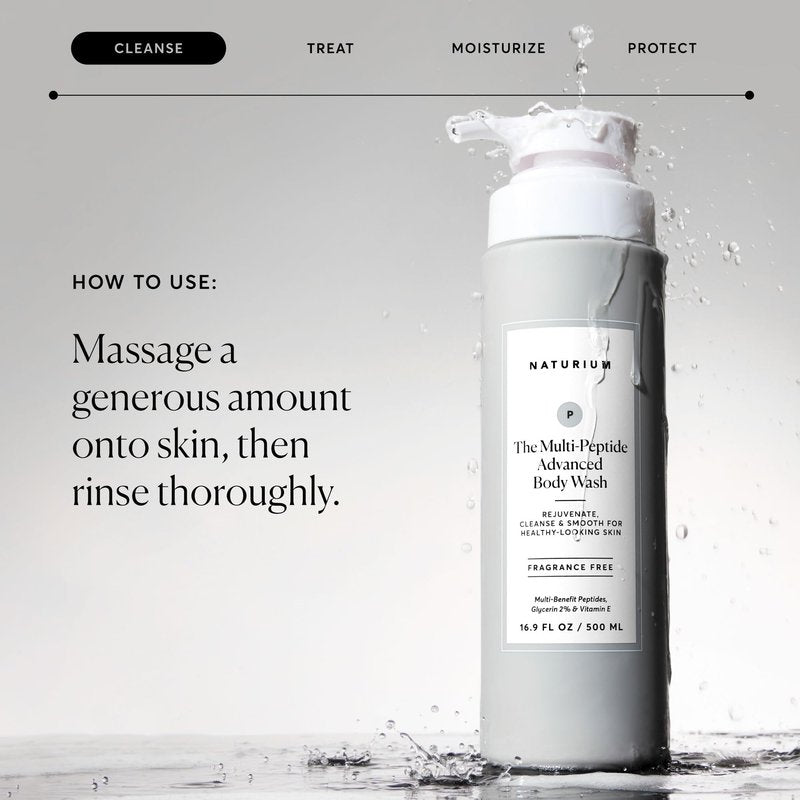 Naturium Multi-Peptide Advanced Body Wash, Rejuvenate, Cleanse & Smooth, with Rice Amino Acids & Vitamin E, 500 mL / 16.9 fl oz