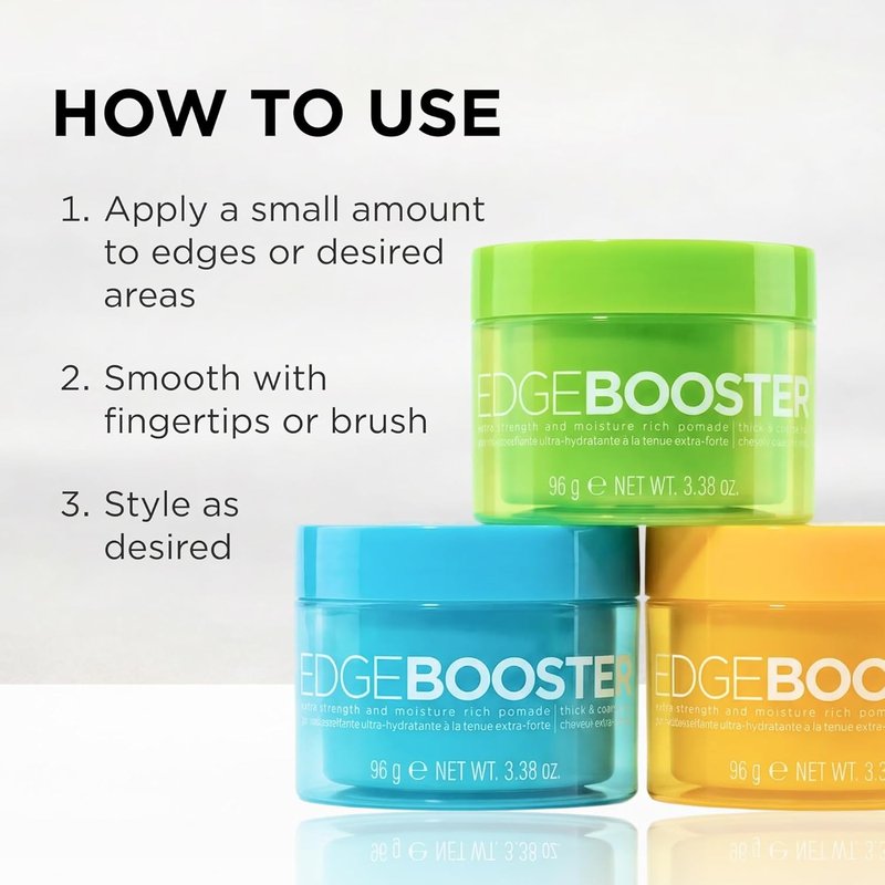 Edge Booster Extra Strength Pomade - Strong Hold Gel for Thick & Coarse Hair | High Shine, Non-Greasy, 3.38 oz