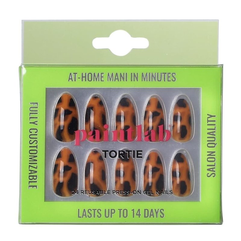 PaintLab Tortoise Shell Press On Nails - Medium Almond Tortie Brown | 30 Reusable Nails in 15 Sizes with Glue