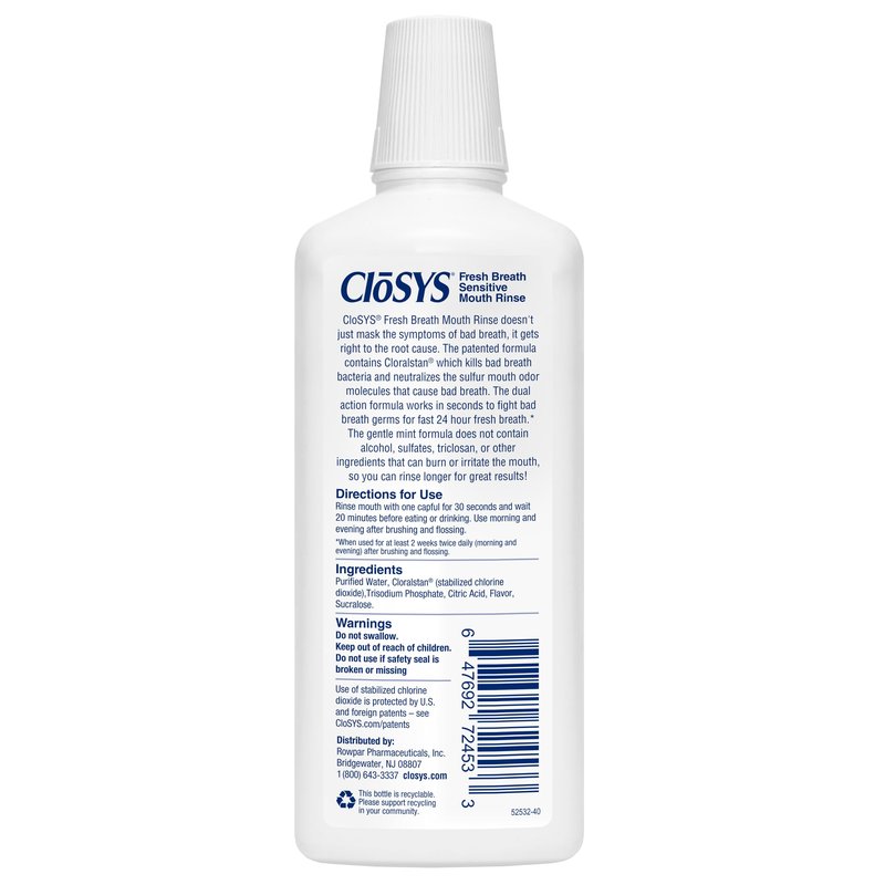 CloSYS Mouthwash, 32 Ounce, 2 Count, Fresh Breath Mouthwash, Gentle Mint, Alcohol Free, Dye Free, pH Balanced Mouth Wash, Helps Soothe Entire Mouth, Fights Bad Breath