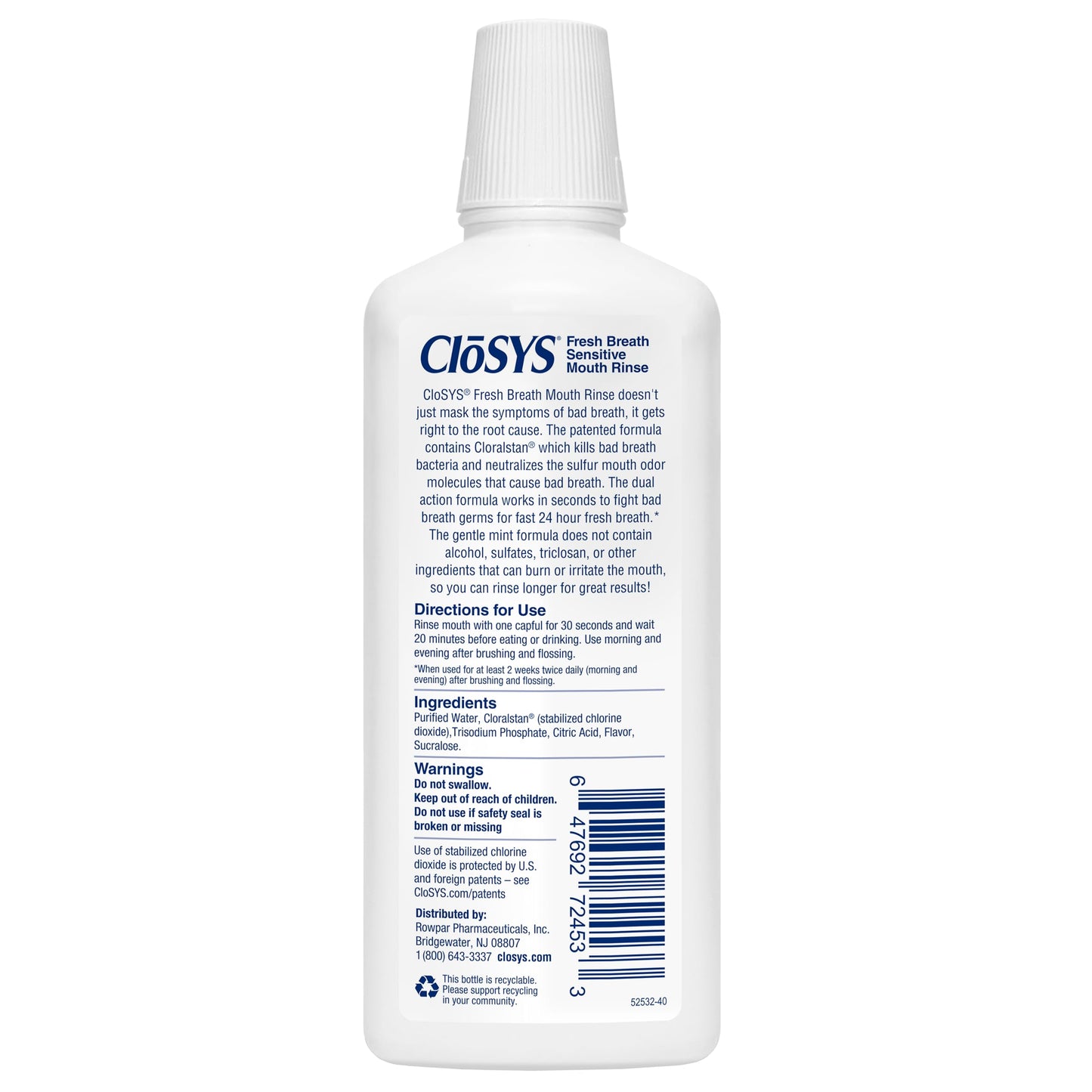 CloSYS Mouthwash, 32 Ounce, Fresh Breath Mouthwash, Gentle Mint, Alcohol Free, Dye Free, pH Balanced Mouth Wash, Helps Soothe Entire Mouth, Fights Bad Breath