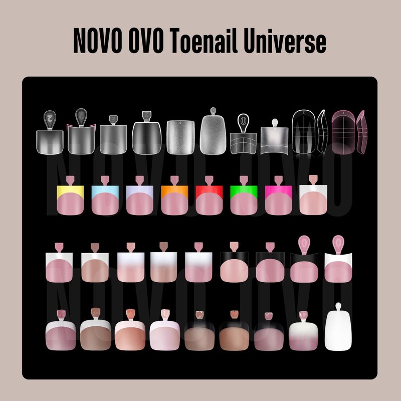 NOVO OVO XS XXS Toe Nail Tips Press on Full cover, Soft Gel False Toenail Extension Kit, Pre-etched Clear Matte Fake Nails for Salon DIY Acrylic Pedicure