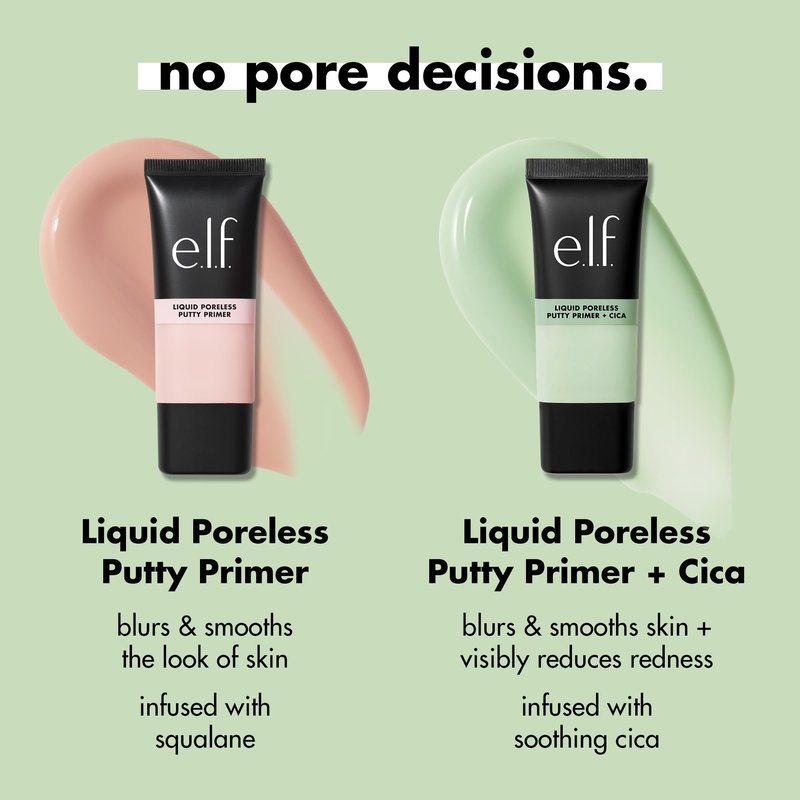 e.l.f. Liquid Poreless Putty Primer + Cica, Face Primer For Gripping Makeup, Visibly Reducing Redness & Soothing Skin, Vegan & Cruelty-Free