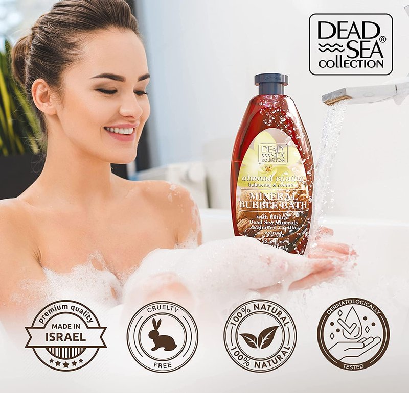 Dead Sea Collection Bubble Bath with Argan for Women and Men - Argan Oil and Pure Dead Sea Minerals - Nourishing and Moisturizing Skin - Pack of 2 (67.6 fl.oz)