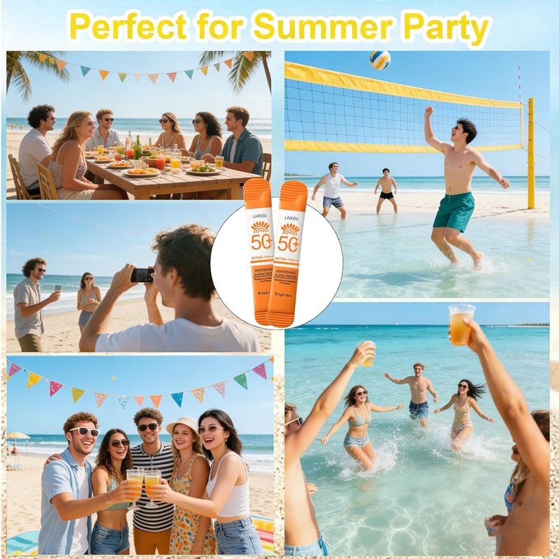 10 Pack Travel Size Sunscreen SPF50+ PA+++ - Mini Sunscreen Bulk for Face & Body, Lightweight & Non-Greasy, Water-Resistant Sunscreen Packets for Outdoor Sports & Party Favors, 0.28 OZ/Pack