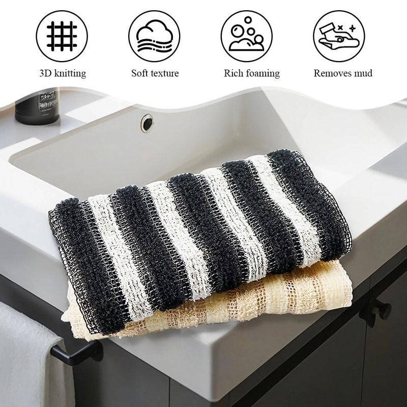 Exfoliating Shower Towels, 2 Pcs Scrub Cloth, Exfoliating Towel, Exfoliating Washcloth for Showering, Rip-Resistant Exfoliating Washcloth, Back Exfoliator Towels for Women, Men