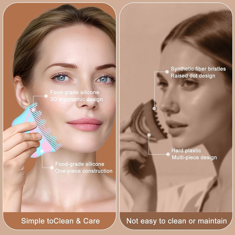 Skiennix Lymphatic Contour Face Brush - 2026 Silicone Drainage Massager | Dry Brush Alternative for Face & Body