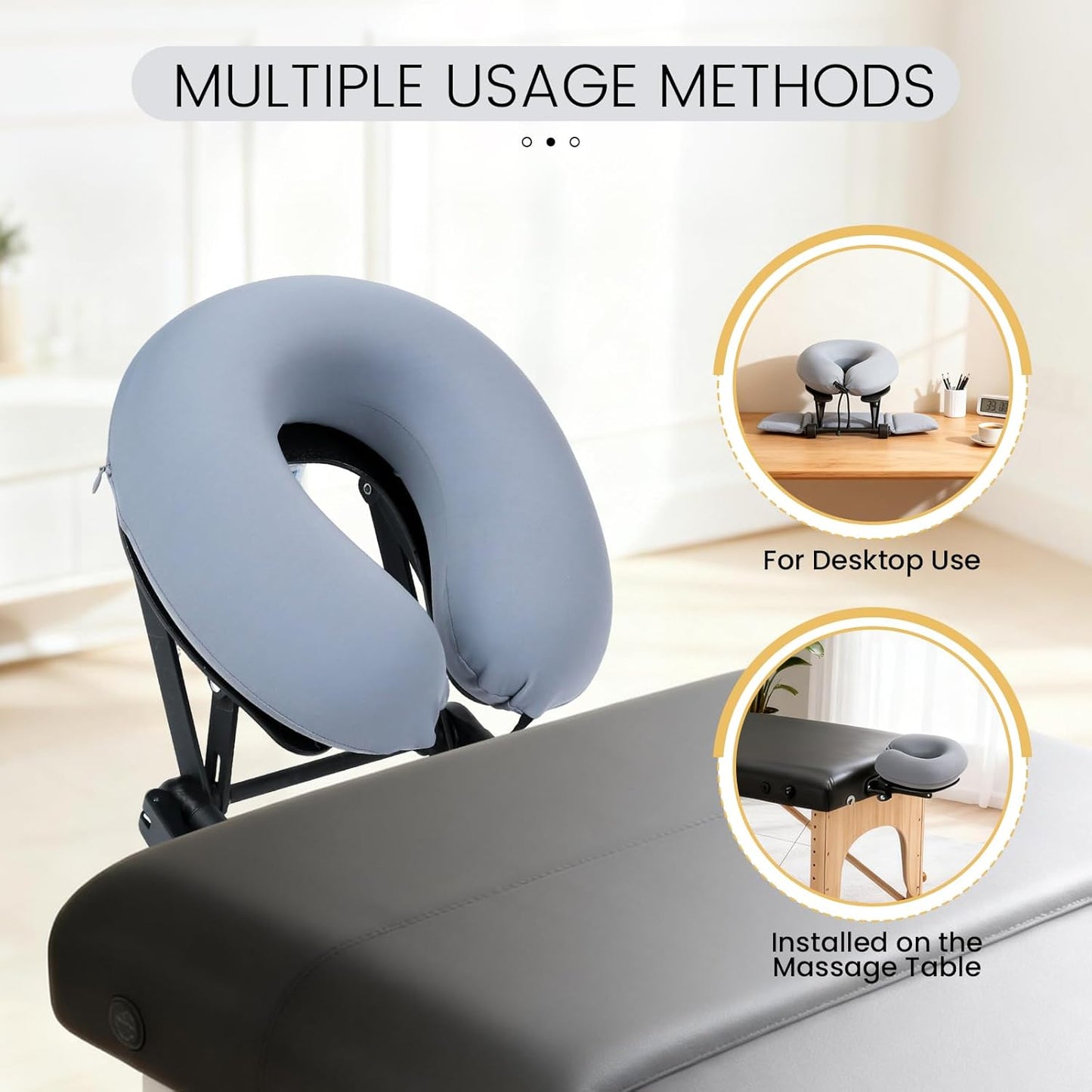 TRENDBOX Massage Table Face Cradle，Memory Foam Pillow，Adjustable Multi-Functional Memory Foam Pillow for Office, Travel Sleep，Cold Nap Pillow - New Choice for Lunch Break - Slate Blue （Plastic Stand）