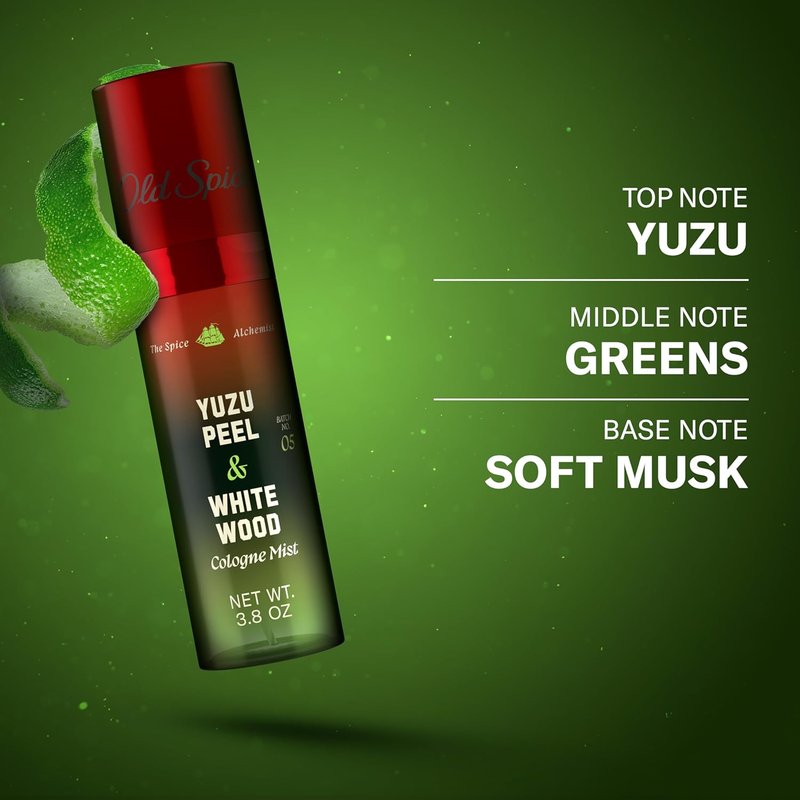 Old Spice Cologne Mist - Spice Alchemist Collection | 24/7 Infused Scent, Yuzu Peel & White Wood, 3.8 oz