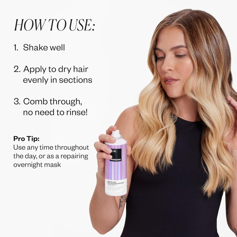 IGK Antisocial Dry Hair Mask - Leave-In Overnight Treatment for Dry Hair | Hydrates, Repairs & Softens | Full & Travel Size