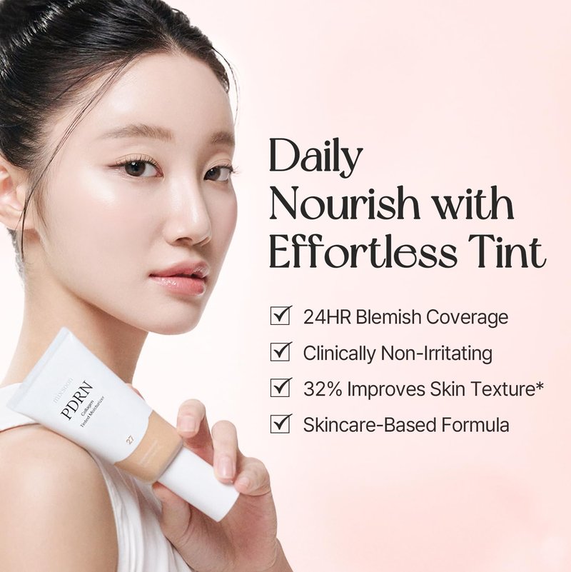 PDRN Collagen Tinted Moisturizer - Skincare-Infused Base with Rice PDRN & Peptides | 24H Glow, 10 Shades, 50ml