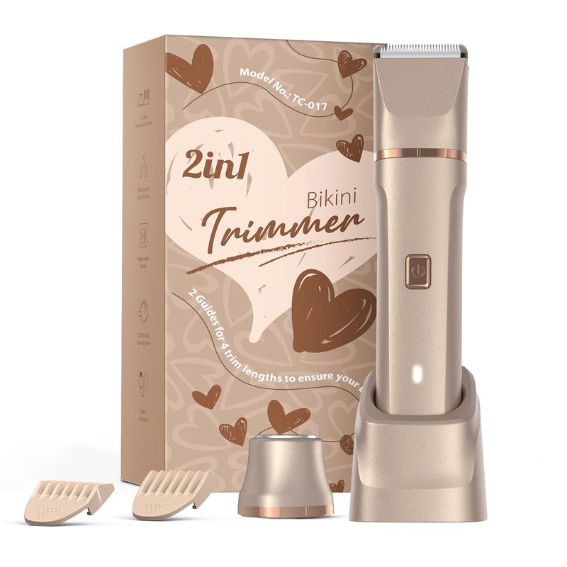 Electric Bikini Trimmer for Women - Waterproof Pubic Hair Trimmer & Facial Shaver, Rechargeable Cordless Electric Razor with Ceramic Blades, IPX7 Shower-Safe for Sensitive Skin, Gift for Women