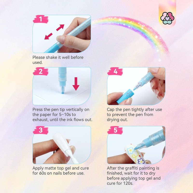 Saviland 12 Colors Nail Art Pens Set | 3D Acrylic Paint Markers for Creative Nail Designs & DIY Manicure