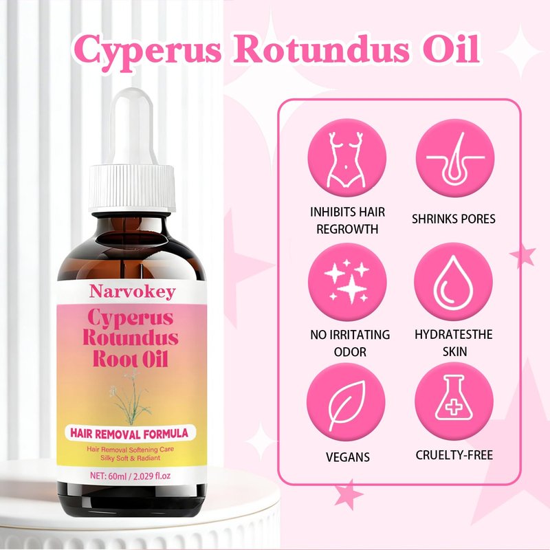 Cyperus Rotundus Hair Removal Oil - Natural Hair Growth Inhibitor & Skin Moisturizer | 60ml