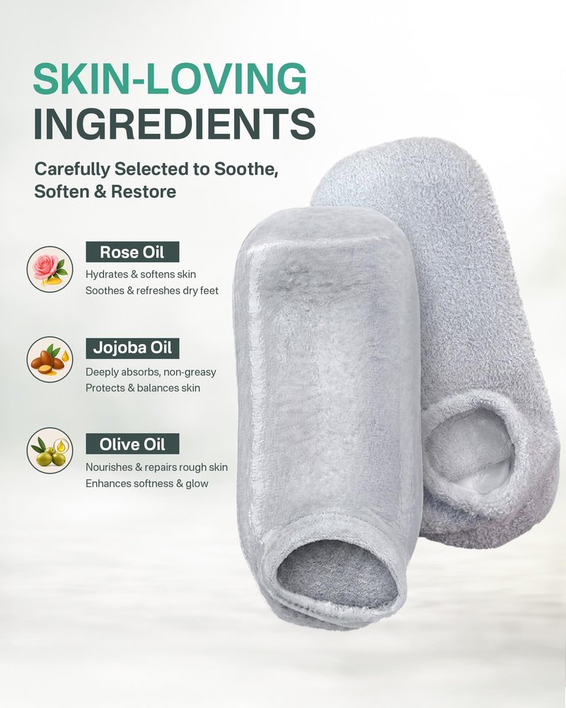 Moisturizing Socks for Dry Cracked Feet, Silicone Socks for Foot Spa(Size 9-11), Gel Socks for Foot Care Overnight, Aloe Socks Heel Protector for Cracked Heel Treatment, Self Care Gifts for Women