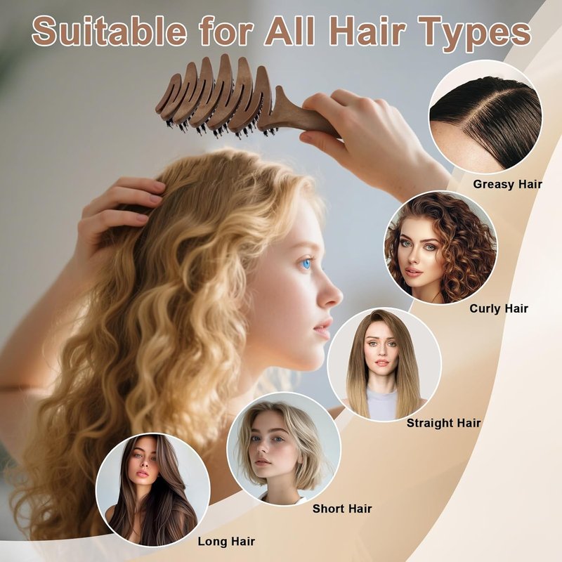Boar Bristle Hair Brush - Ultimate Smoothing Detangler for Fine Hair | Gentle Scalp Massage, Perfect Gift