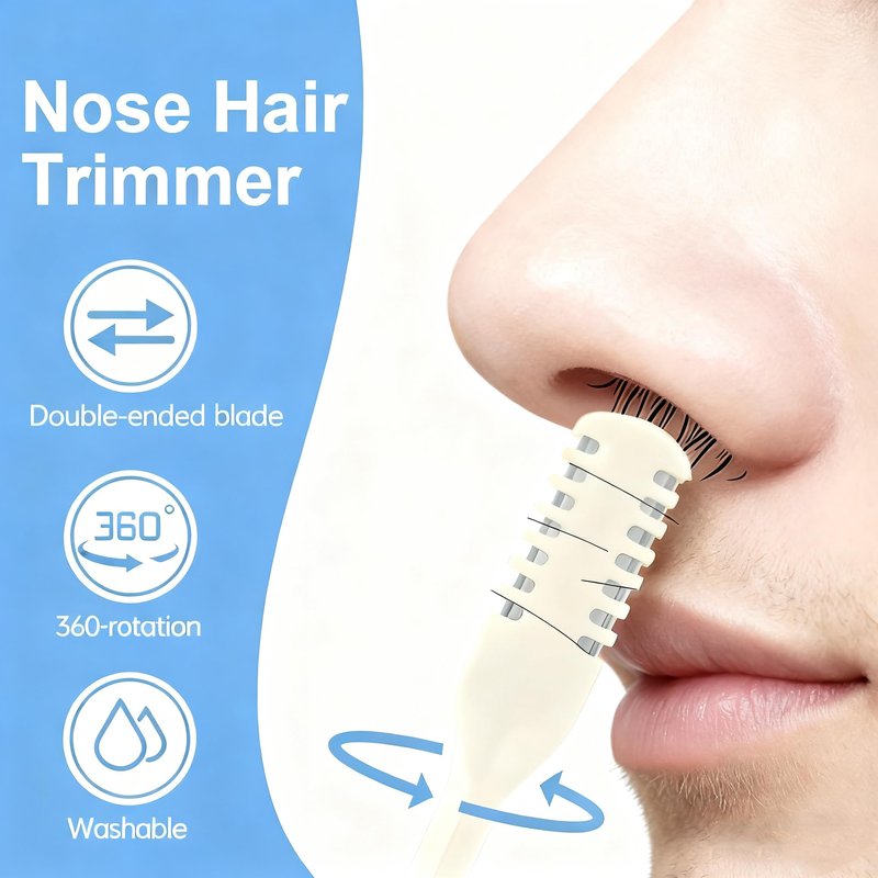 GGleerite 5-Pcs Nose Hair Trimmer 2-in-1, 2026 New Double-Sided 360° Rotating Manual Nasal Hair Cutter, Portable Nose Trimmer for Men & Women, Reusable Easy-to-Clean Hair Remover